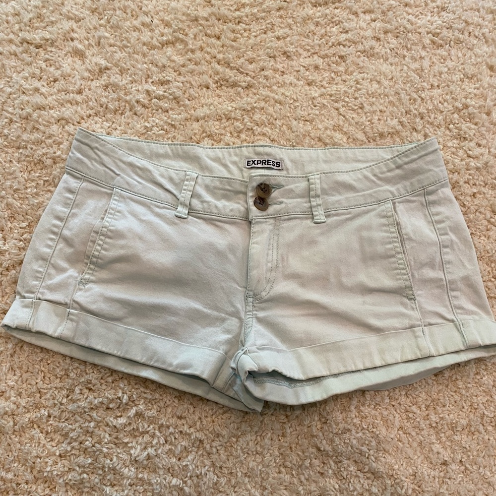 Express low rise mint colored shorts